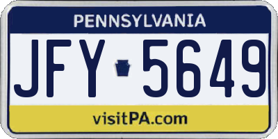 PA license plate JFY5649