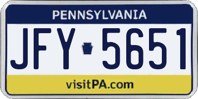 PA license plate JFY5651