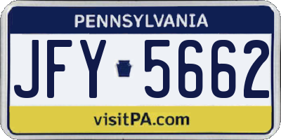 PA license plate JFY5662