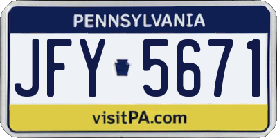 PA license plate JFY5671
