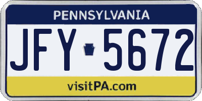 PA license plate JFY5672
