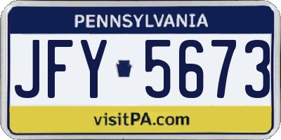 PA license plate JFY5673