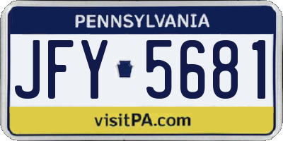 PA license plate JFY5681