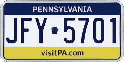 PA license plate JFY5701