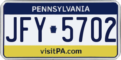 PA license plate JFY5702