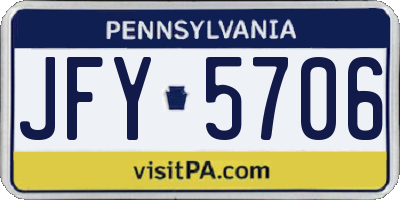 PA license plate JFY5706