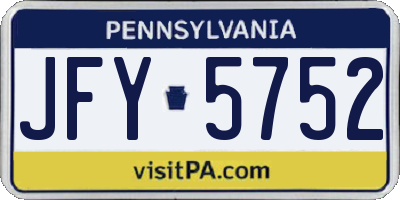 PA license plate JFY5752