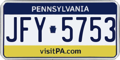 PA license plate JFY5753