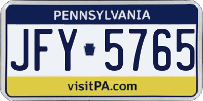 PA license plate JFY5765