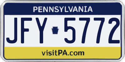 PA license plate JFY5772