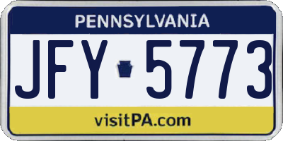 PA license plate JFY5773