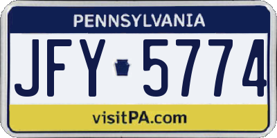 PA license plate JFY5774