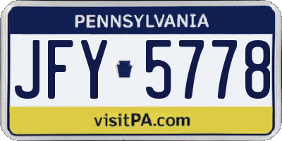 PA license plate JFY5778