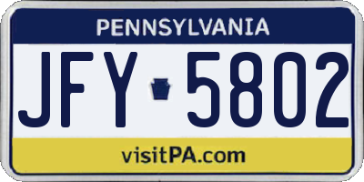 PA license plate JFY5802