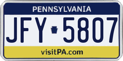 PA license plate JFY5807