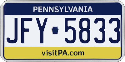 PA license plate JFY5833
