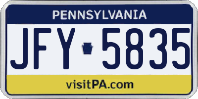PA license plate JFY5835