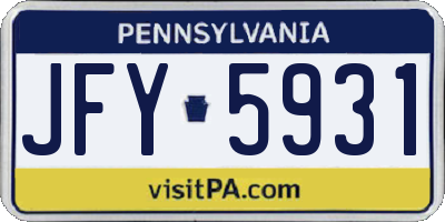PA license plate JFY5931