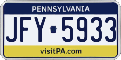 PA license plate JFY5933