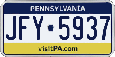 PA license plate JFY5937