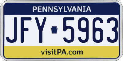 PA license plate JFY5963