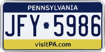 PA license plate JFY5986