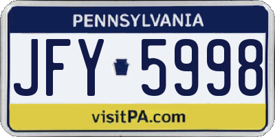 PA license plate JFY5998