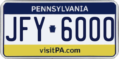 PA license plate JFY6000