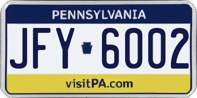 PA license plate JFY6002