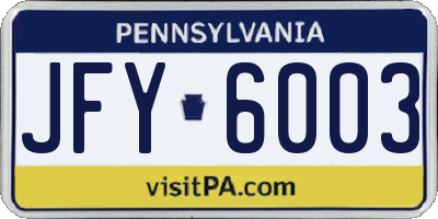PA license plate JFY6003
