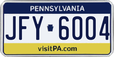 PA license plate JFY6004