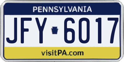 PA license plate JFY6017