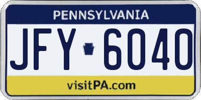 PA license plate JFY6040