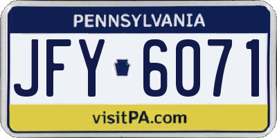 PA license plate JFY6071