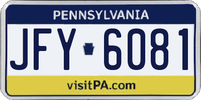 PA license plate JFY6081