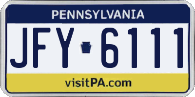 PA license plate JFY6111