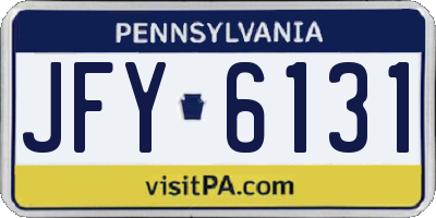 PA license plate JFY6131
