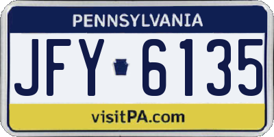 PA license plate JFY6135