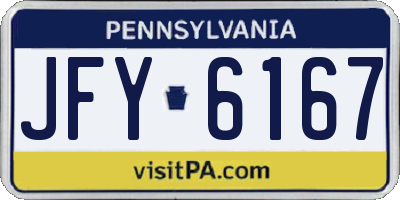 PA license plate JFY6167