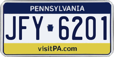 PA license plate JFY6201