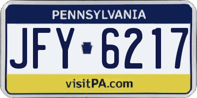 PA license plate JFY6217
