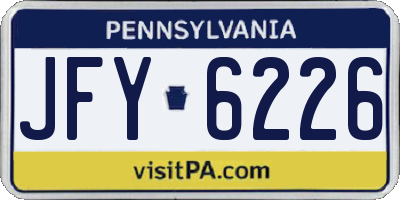 PA license plate JFY6226
