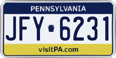 PA license plate JFY6231