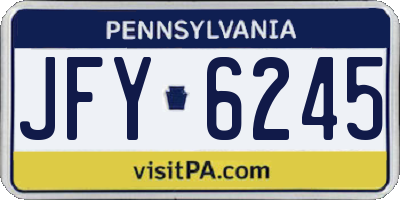 PA license plate JFY6245