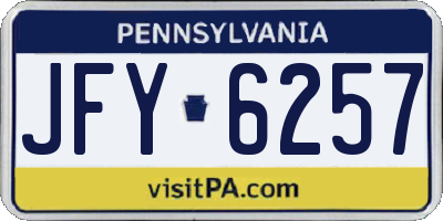 PA license plate JFY6257