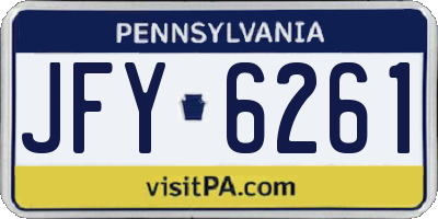 PA license plate JFY6261