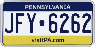 PA license plate JFY6262