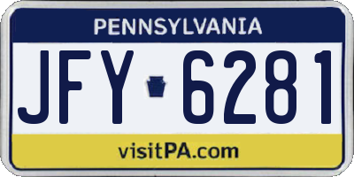 PA license plate JFY6281
