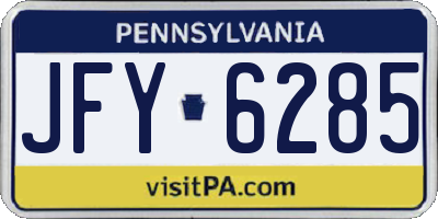PA license plate JFY6285
