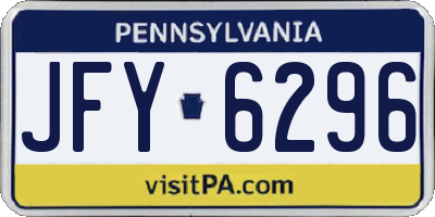 PA license plate JFY6296